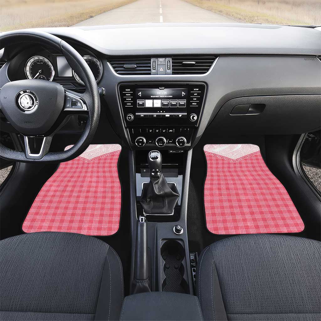 Aloha Hawaii Cowboys Paniolo Car Mats Rose Palaka LT7 Set 2pcs - Front Pink - Polynesian Pride