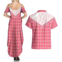 Aloha Hawaii Cowboys Paniolo Couples Matching Summer Maxi Dress and Hawaiian Shirt Rose Palaka LT7 - Polynesian Pride