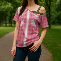 Aloha Hawaii Cowboys Paniolo Cross Shoulder Shirt Rose Palaka - Polynesian Pride