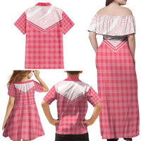 Aloha Hawaii Cowboys Paniolo Family Matching Off Shoulder Maxi Dress and Hawaiian Shirt Rose Palaka LT7 - Polynesian Pride