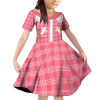 Aloha Hawaii Cowboys Paniolo Family Matching Off Shoulder Short Dress and Hawaiian Shirt Rose Palaka LT7 Daughter's Dress Pink - Polynesian Pride
