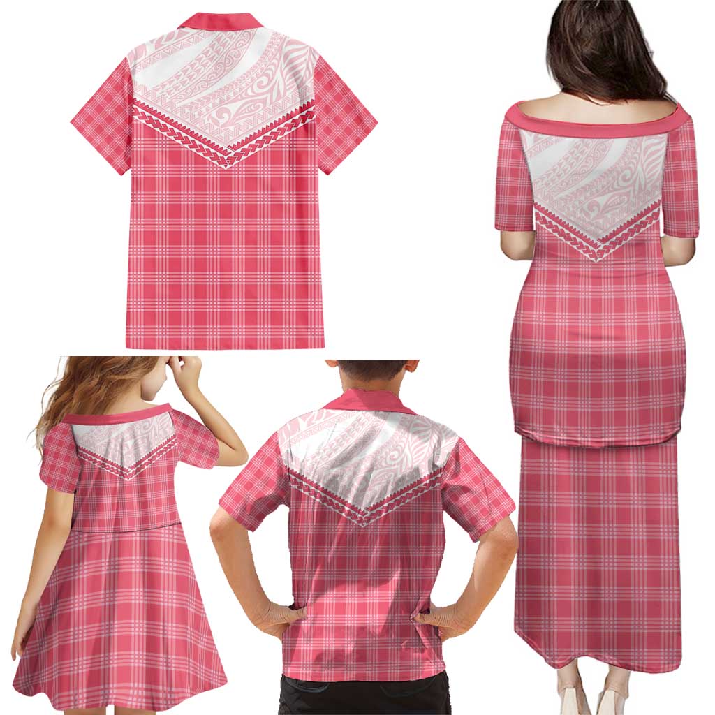 Aloha Hawaii Cowboys Paniolo Family Matching Puletasi and Hawaiian Shirt Rose Palaka LT7 - Polynesian Pride