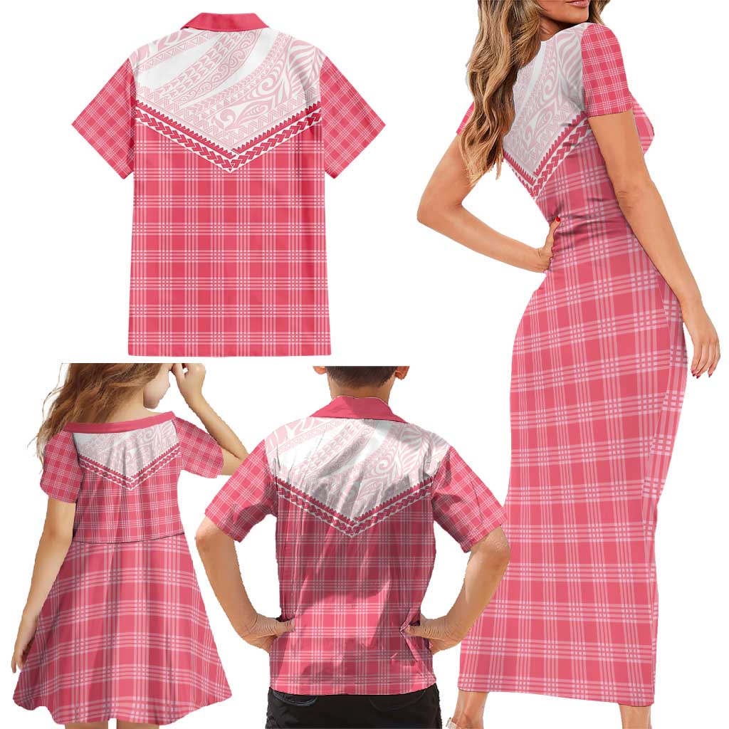 Aloha Hawaii Cowboys Paniolo Family Matching Short Sleeve Bodycon Dress and Hawaiian Shirt Rose Palaka LT7 - Polynesian Pride