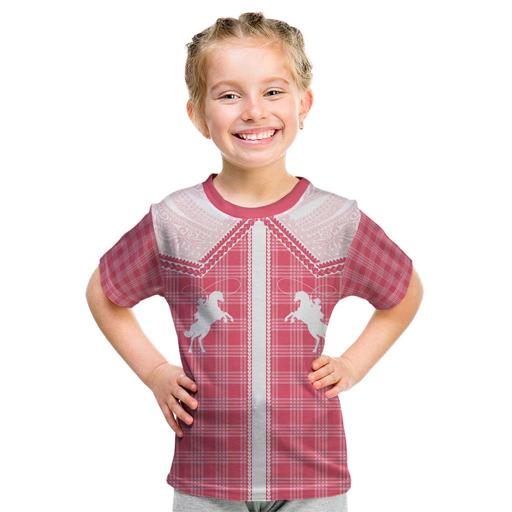 Aloha Hawaii Cowboys Paniolo Kid T Shirt Rose Palaka - Polynesian Pride