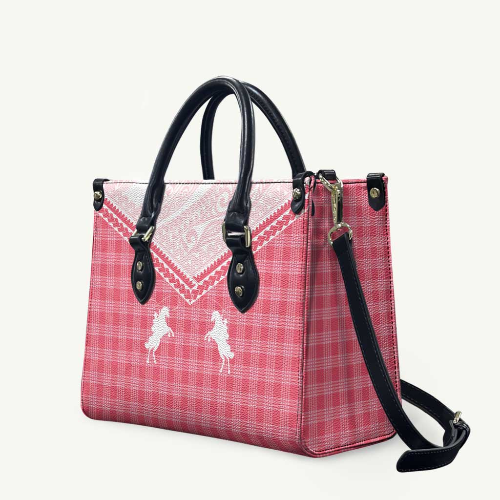 Aloha Hawaii Cowboys Paniolo Leather Bag Rose Palaka LT7 Pink - Polynesian Pride