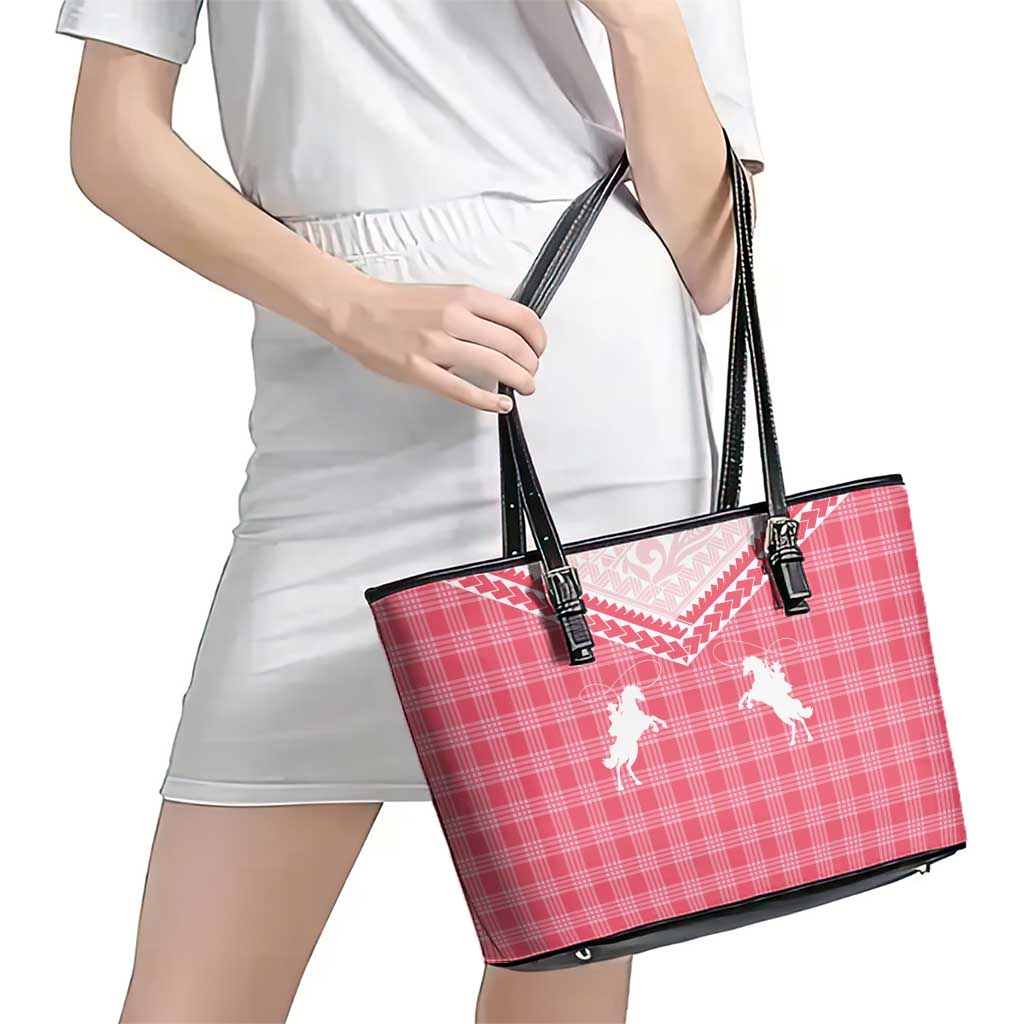 Aloha Hawaii Cowboys Paniolo Leather Tote Bag Rose Palaka - Polynesian Pride