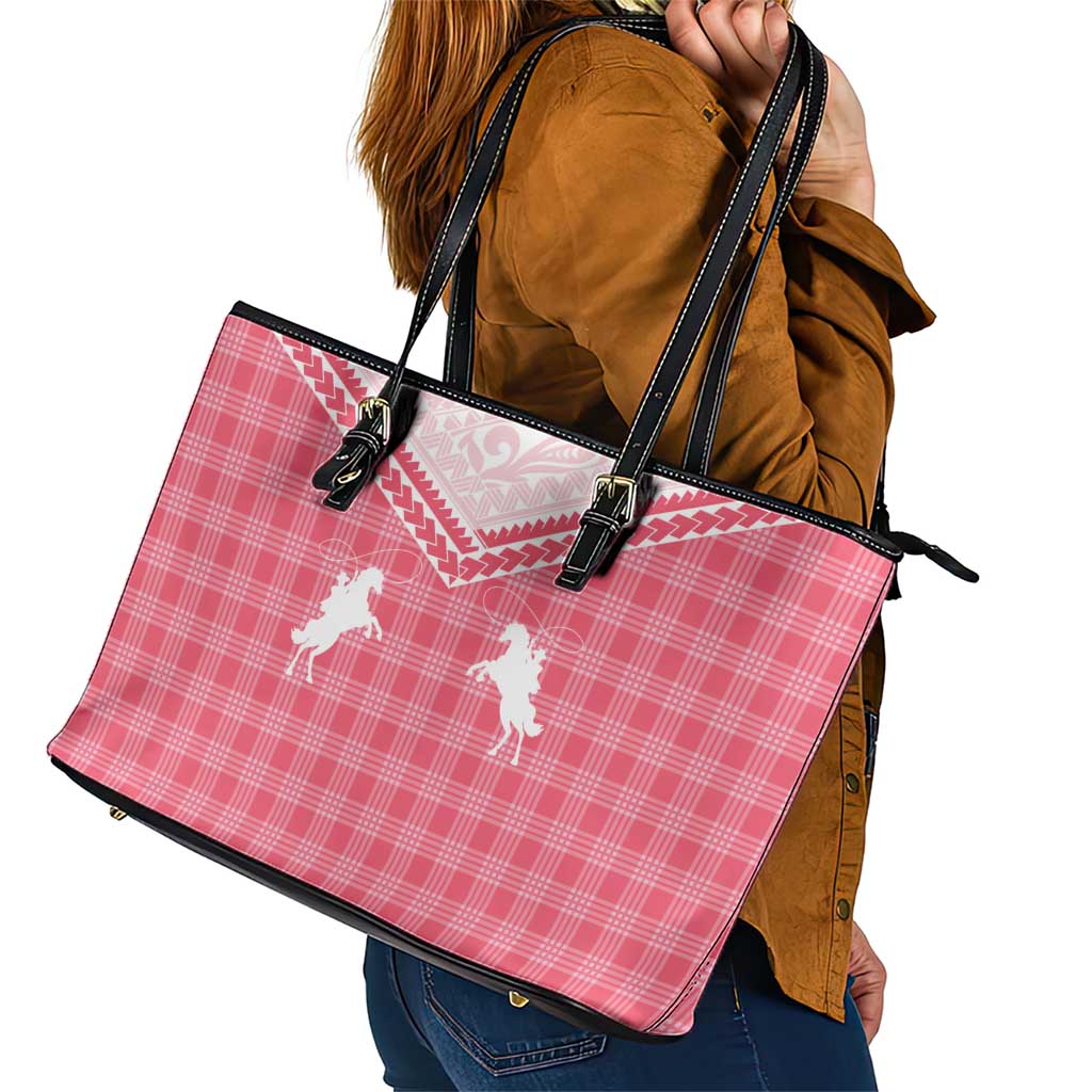 Aloha Hawaii Cowboys Paniolo Leather Tote Bag Rose Palaka - Polynesian Pride
