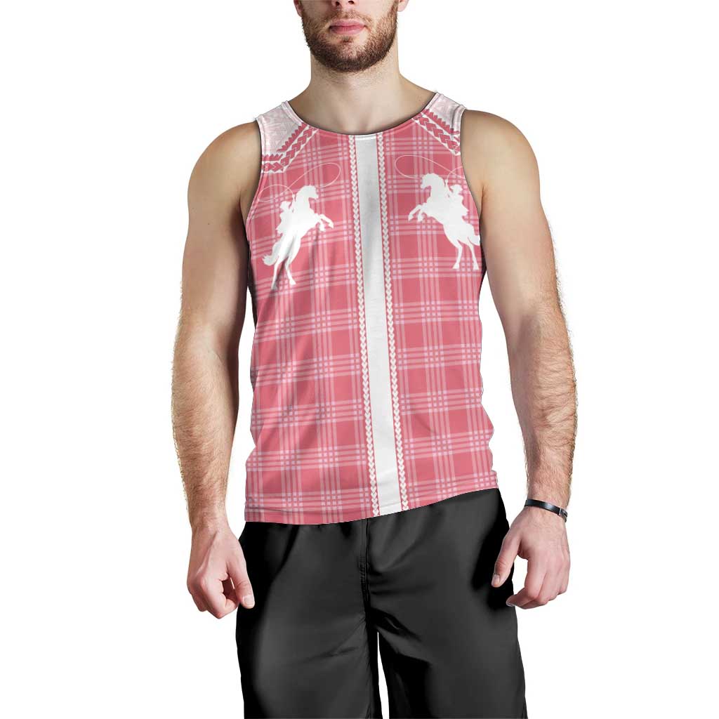 Aloha Hawaii Cowboys Paniolo Men Tank Top Rose Palaka - Polynesian Pride