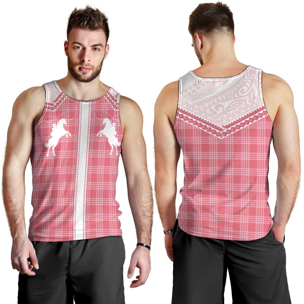 Aloha Hawaii Cowboys Paniolo Men Tank Top Rose Palaka - Polynesian Pride