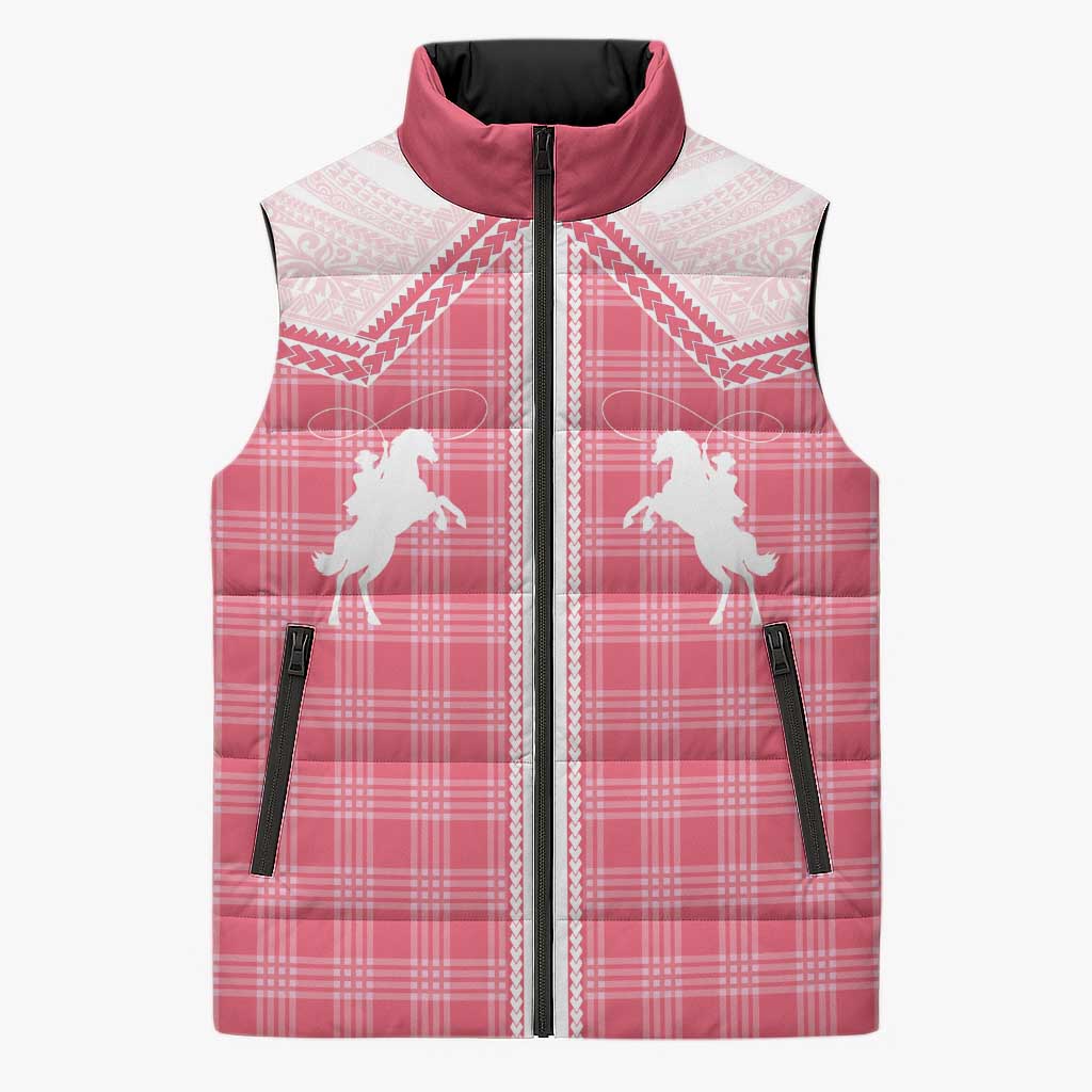 Aloha Hawaii Cowboys Paniolo Sleeveless Puffer Jacket Rose Palaka - Polynesian Pride