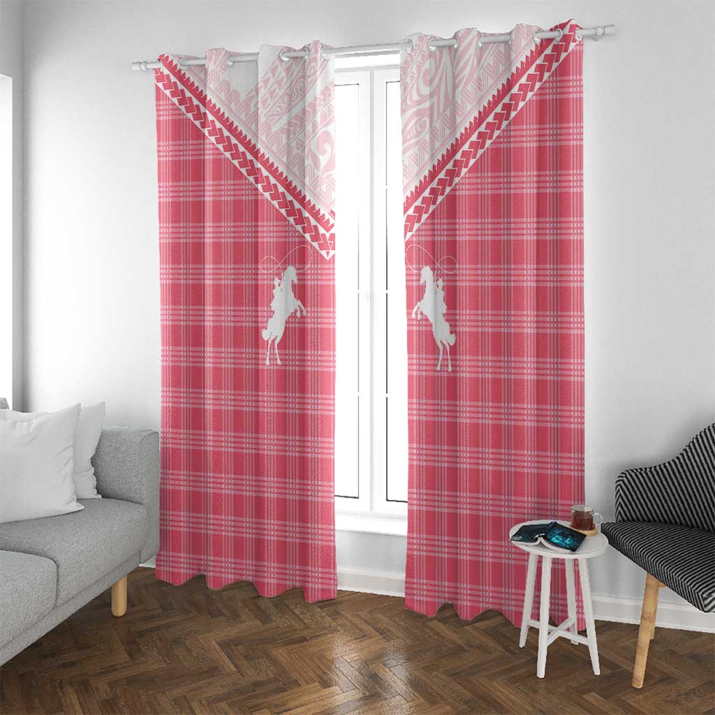 Aloha Hawaii Cowboys Paniolo Window Curtain Rose Palaka - Polynesian Pride