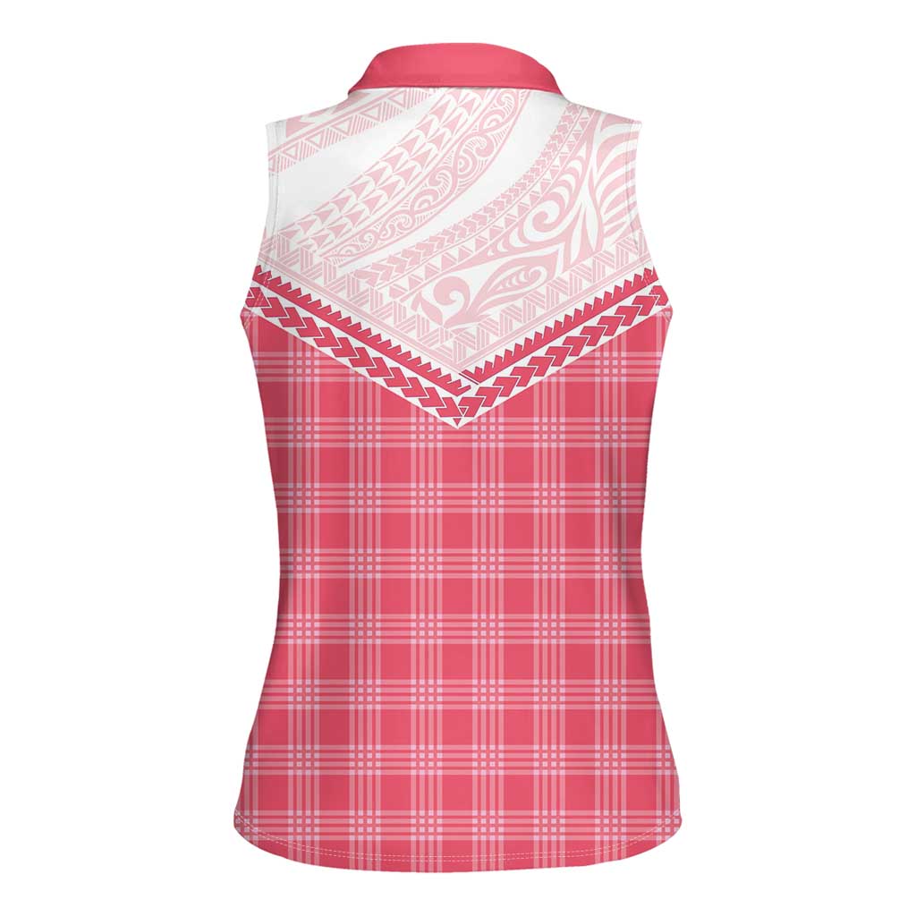 Aloha Hawaii Cowboys Paniolo Women Sleeveless Polo Shirt Rose Palaka LT7 - Polynesian Pride
