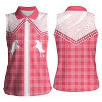 Aloha Hawaii Cowboys Paniolo Women Sleeveless Polo Shirt Rose Palaka LT7 - Polynesian Pride