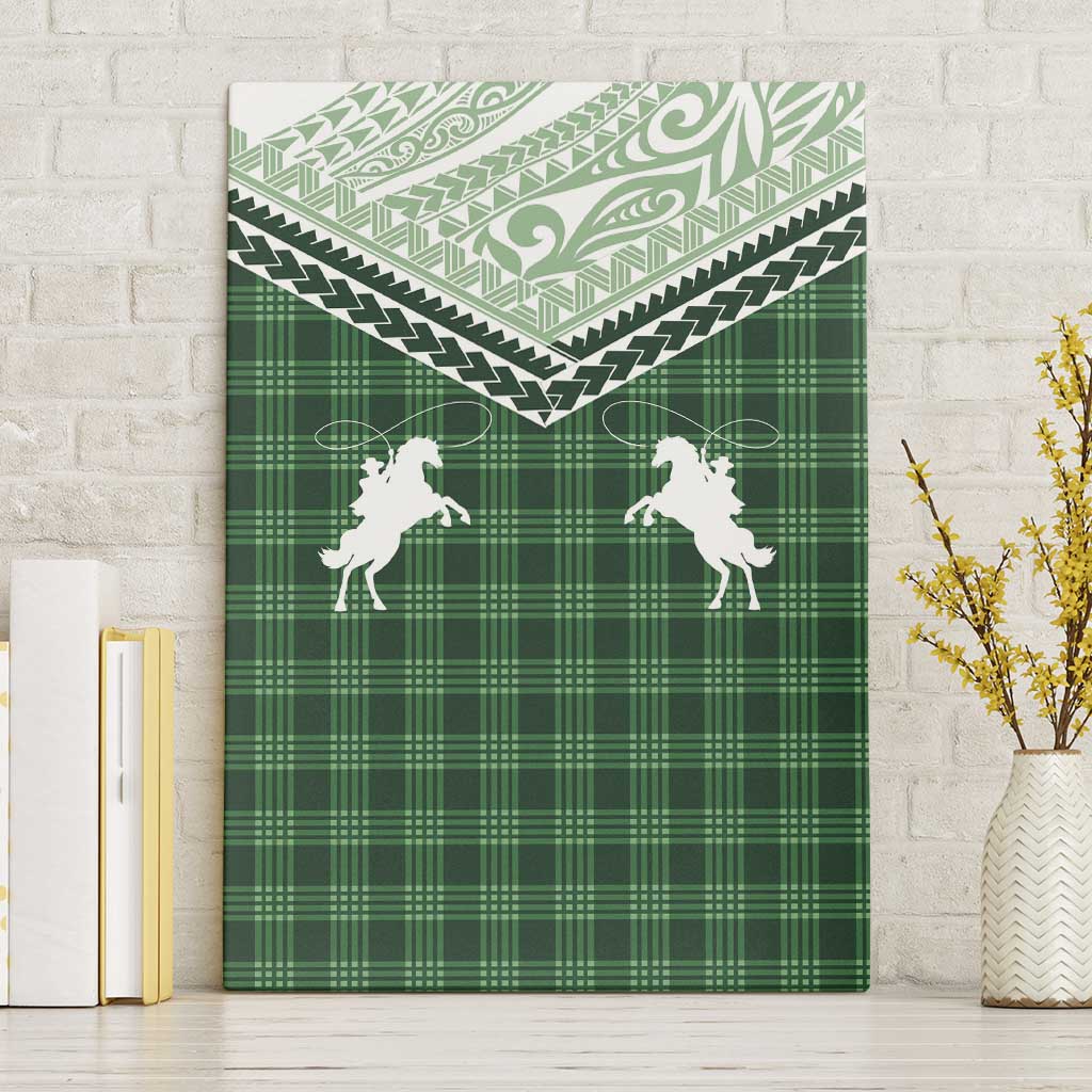 Aloha Hawaii Cowboys Paniolo Canvas Wall Art Forest Green Palaka - Polynesian Pride