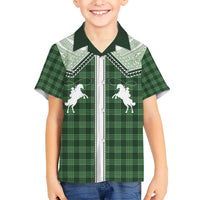 Aloha Hawaii Cowboys Paniolo Kid Hawaiian Shirt Forest Green Palaka - Polynesian Pride