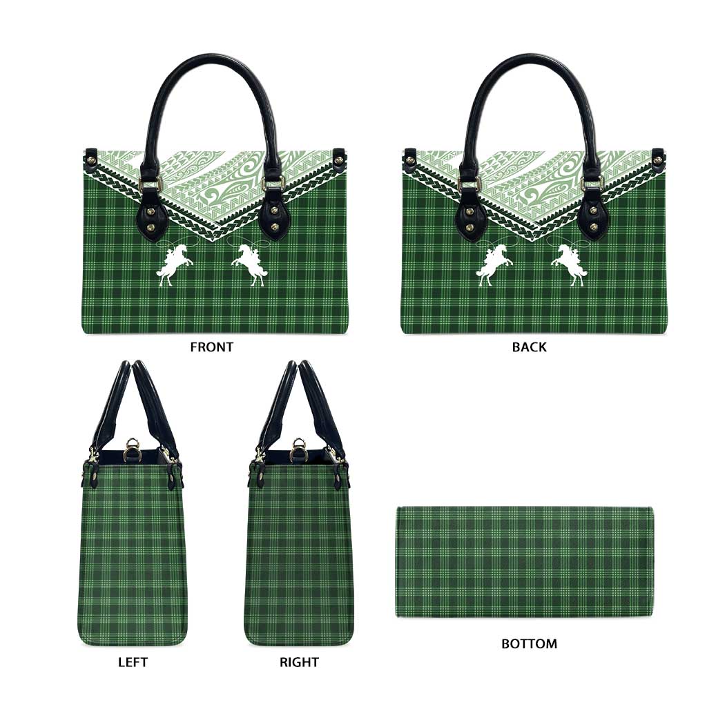 Aloha Hawaii Cowboys Paniolo Leather Bag Forest Green Palaka - Polynesian Pride