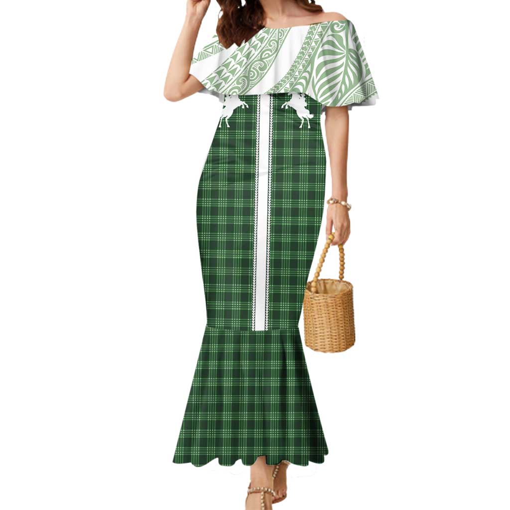Aloha Hawaii Cowboys Paniolo Mermaid Dress Forest Green Palaka - Polynesian Pride