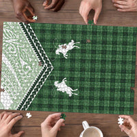 Aloha Hawaii Cowboys Paniolo Puzzle Forest Green Palaka LT7 - Polynesian Pride