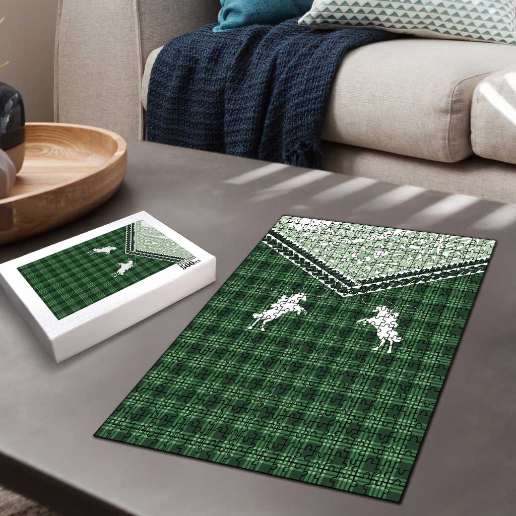 Aloha Hawaii Cowboys Paniolo Puzzle Forest Green Palaka LT7 - Polynesian Pride