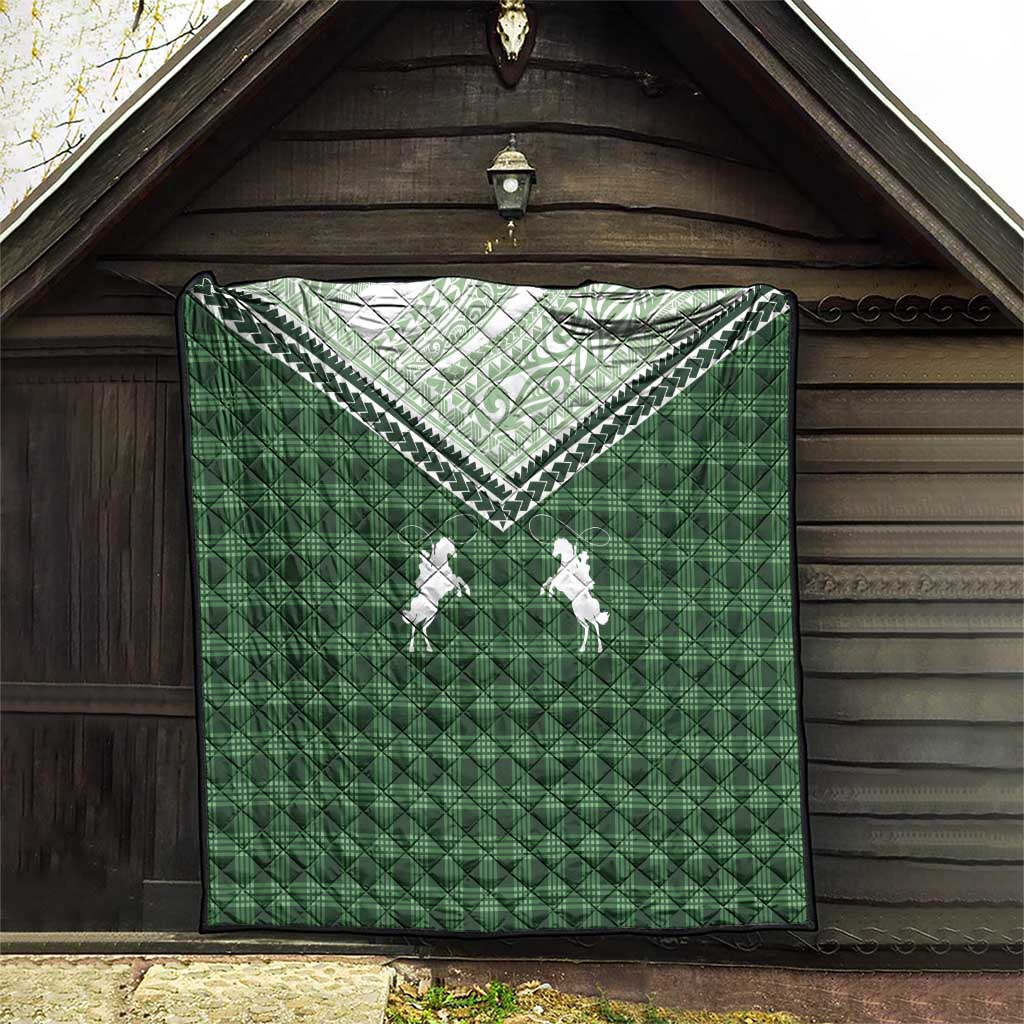 Aloha Hawaii Cowboys Paniolo Quilt Forest Green Palaka - Polynesian Pride