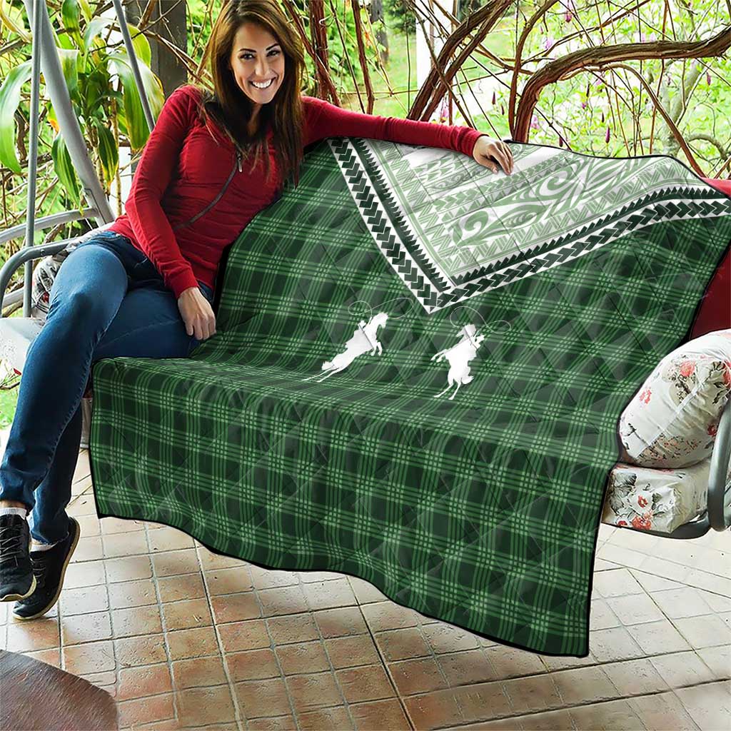 Aloha Hawaii Cowboys Paniolo Quilt Forest Green Palaka - Polynesian Pride