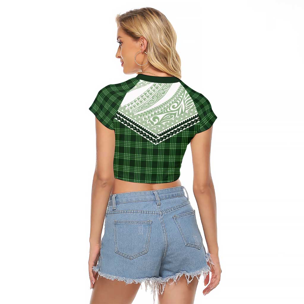Aloha Hawaii Cowboys Paniolo Raglan Cropped T Shirt Forest Green Palaka - Polynesian Pride