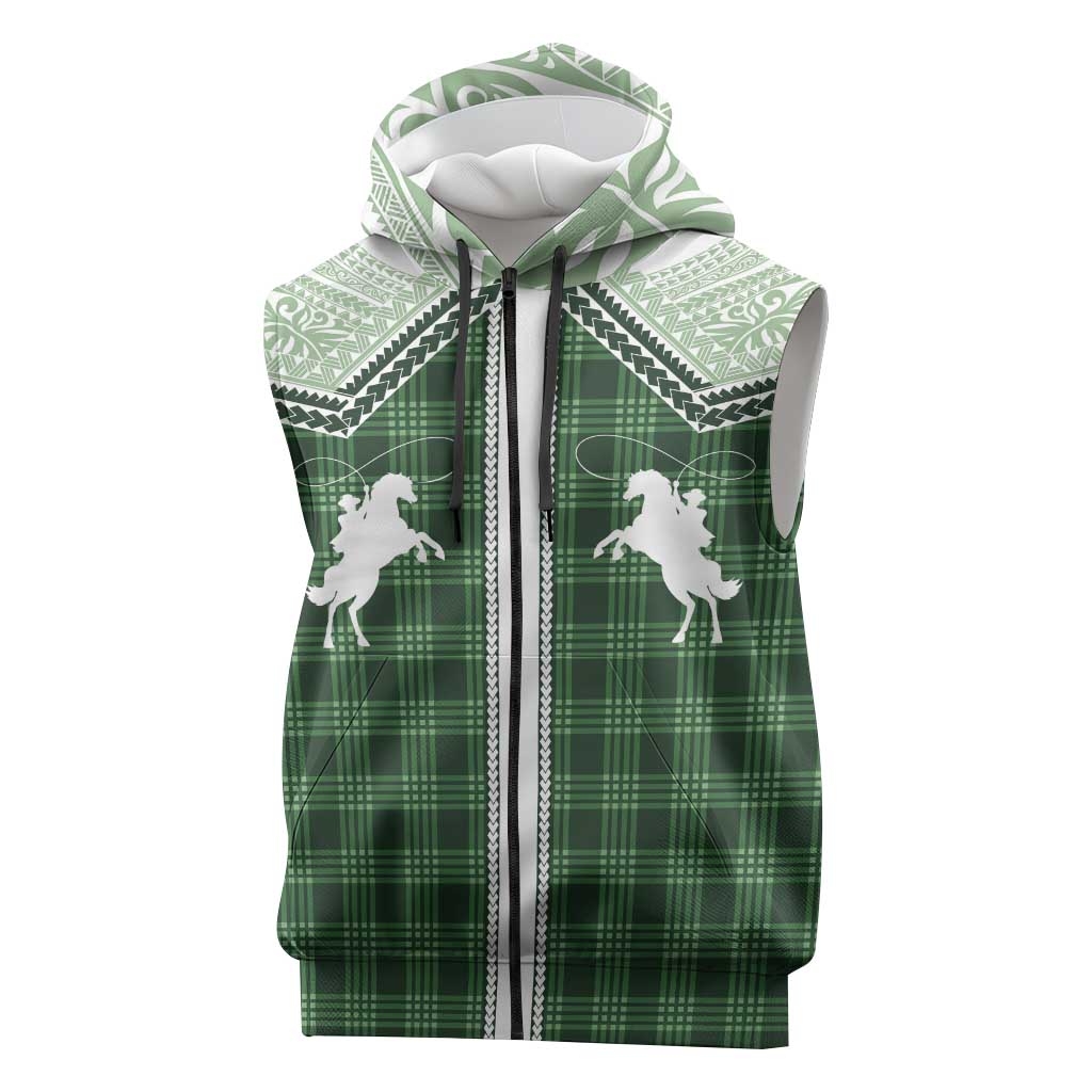 Aloha Hawaii Cowboys Paniolo Sleeveless Zip Hoodie Forest Green Palaka LT7