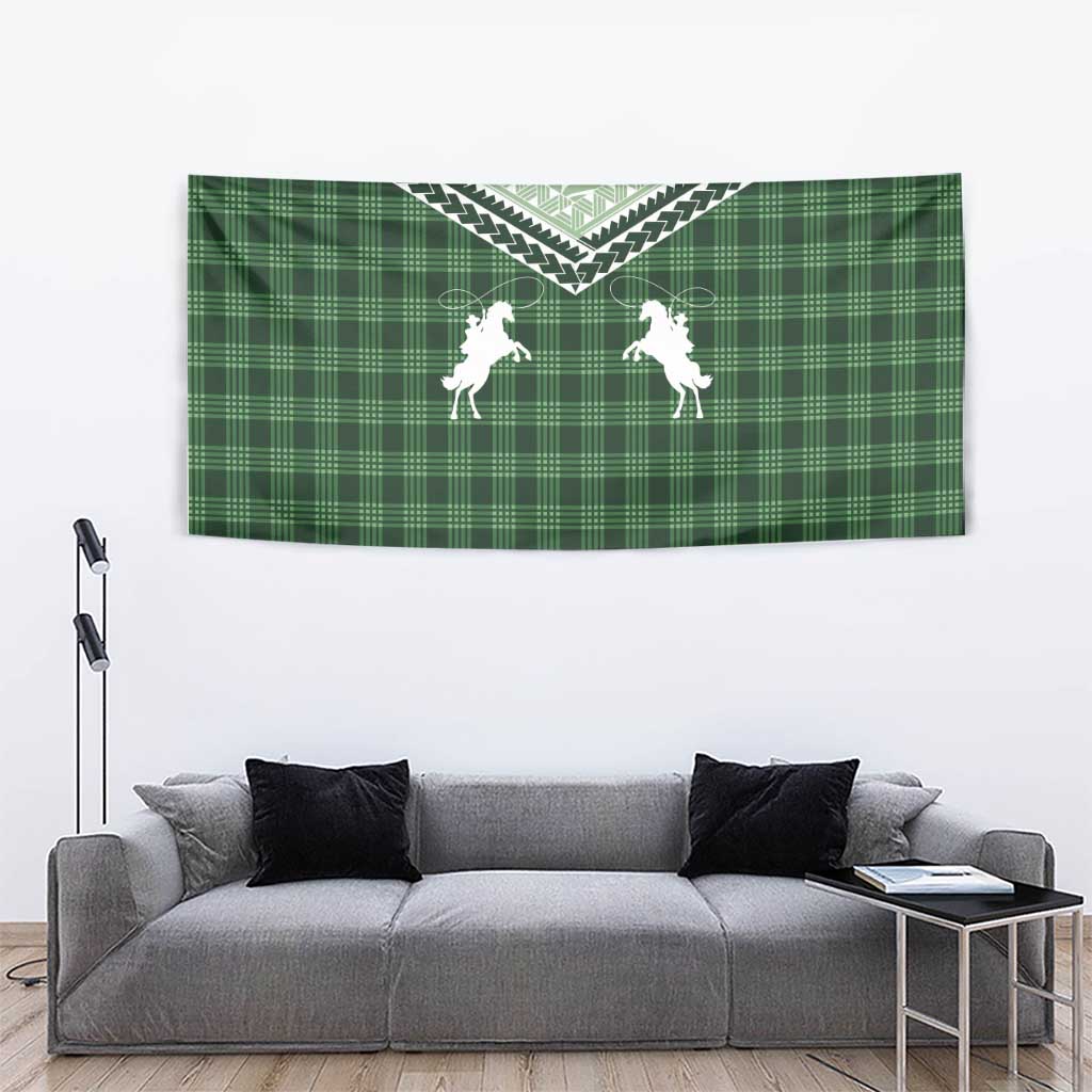 Aloha Hawaii Cowboys Paniolo Tapestry Forest Green Palaka - Polynesian Pride