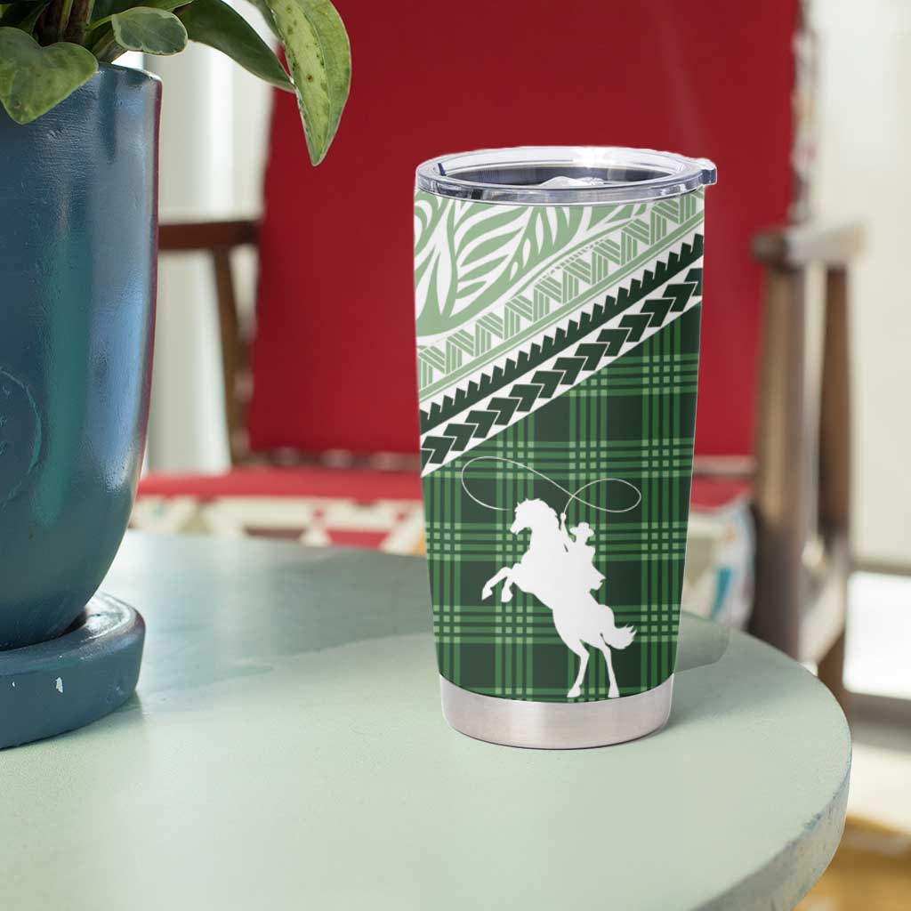 Aloha Hawaii Cowboys Paniolo Tumbler Cup Forest Green Palaka - Polynesian Pride