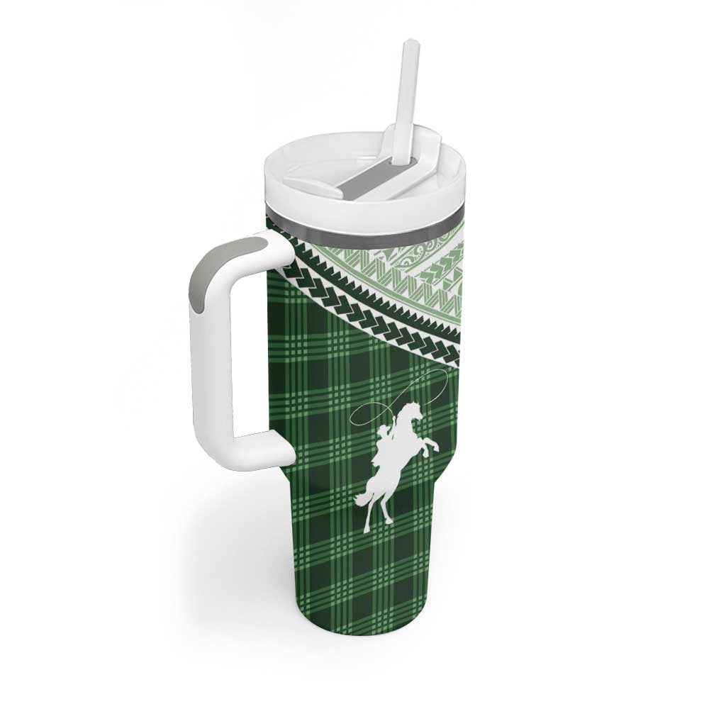 Aloha Hawaii Cowboys Paniolo Tumbler With Handle Forest Green Palaka - Polynesian Pride