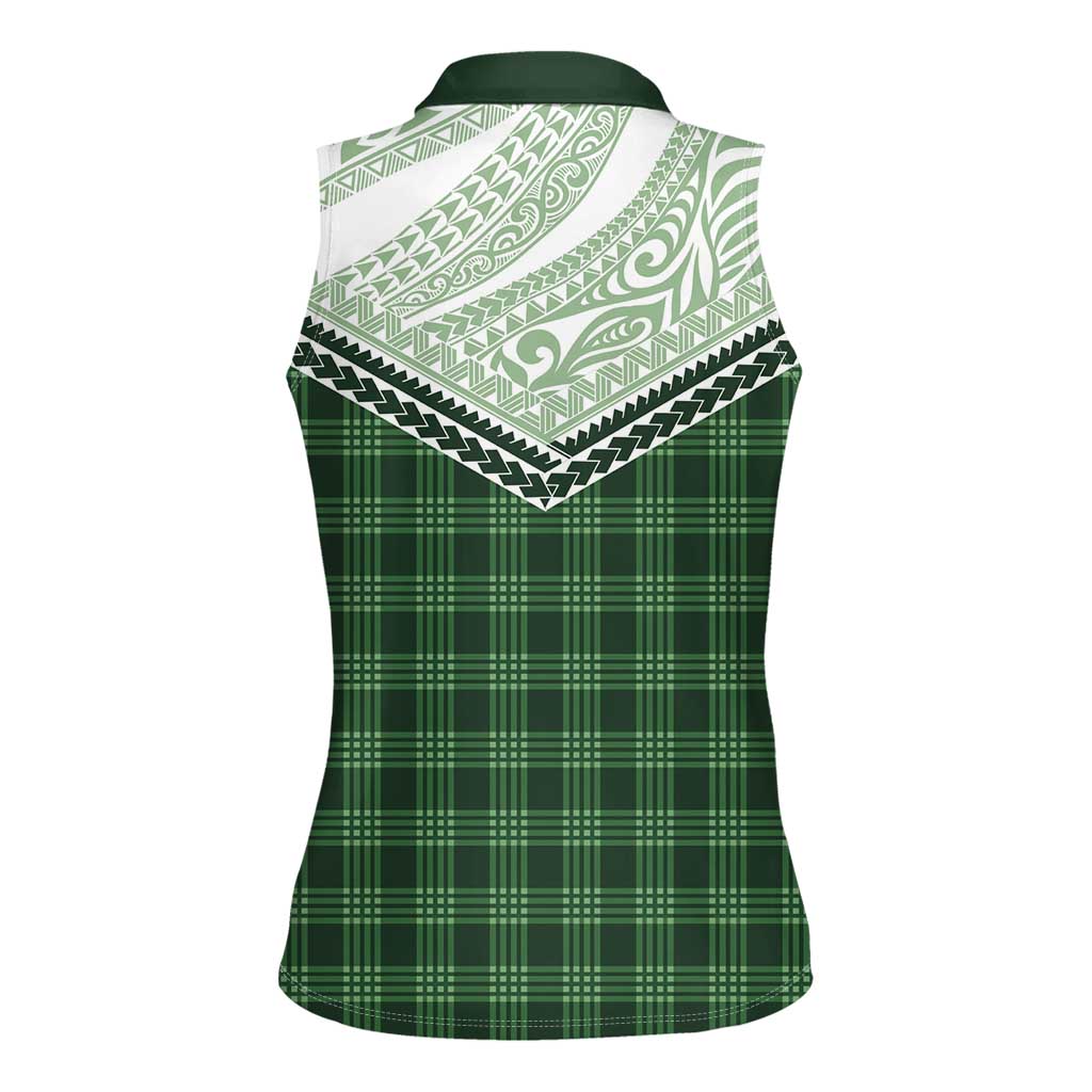 Aloha Hawaii Cowboys Paniolo Women Sleeveless Polo Shirt Forest Green Palaka LT7 - Polynesian Pride