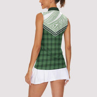 Aloha Hawaii Cowboys Paniolo Women Sleeveless Polo Shirt Forest Green Palaka LT7 - Polynesian Pride