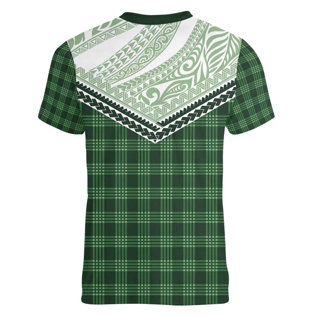 Aloha Hawaii Cowboys Paniolo Women V-Neck T-Shirt Forest Green Palaka LT7 - Polynesian Pride
