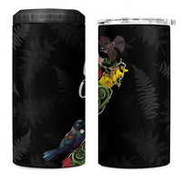 Kia Ora New Zealand Floral 4 in 1 Can Cooler Tumbler Black LT7 One Size: 16 oz Black - Polynesian Pride