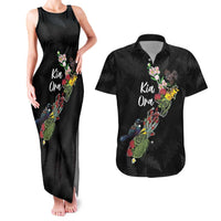 Kia Ora New Zealand Floral Personalized Couples Matching Tank Maxi Dress and Hawaiian Shirt Black LT7 Black - Polynesian Pride