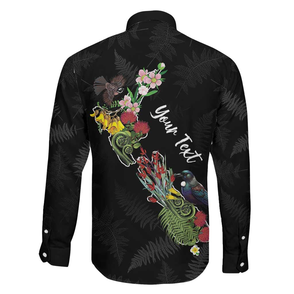 Kia Ora New Zealand Floral Personalized Family Matching Summer Maxi Dress and Hawaiian Shirt Black LT7 - Polynesian Pride