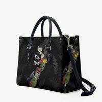Kia Ora New Zealand Floral Leather Bag Black LT7 Black - Polynesian Pride