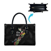 Kia Ora New Zealand Floral Leather Bag Black LT7 - Polynesian Pride
