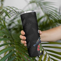 Kia Ora New Zealand Floral Skinny Tumbler Black LT7 - Polynesian Pride