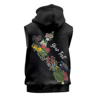 Kia Ora New Zealand Floral Personalized Sleeveless Hoodie Black LT7 - Polynesian Pride