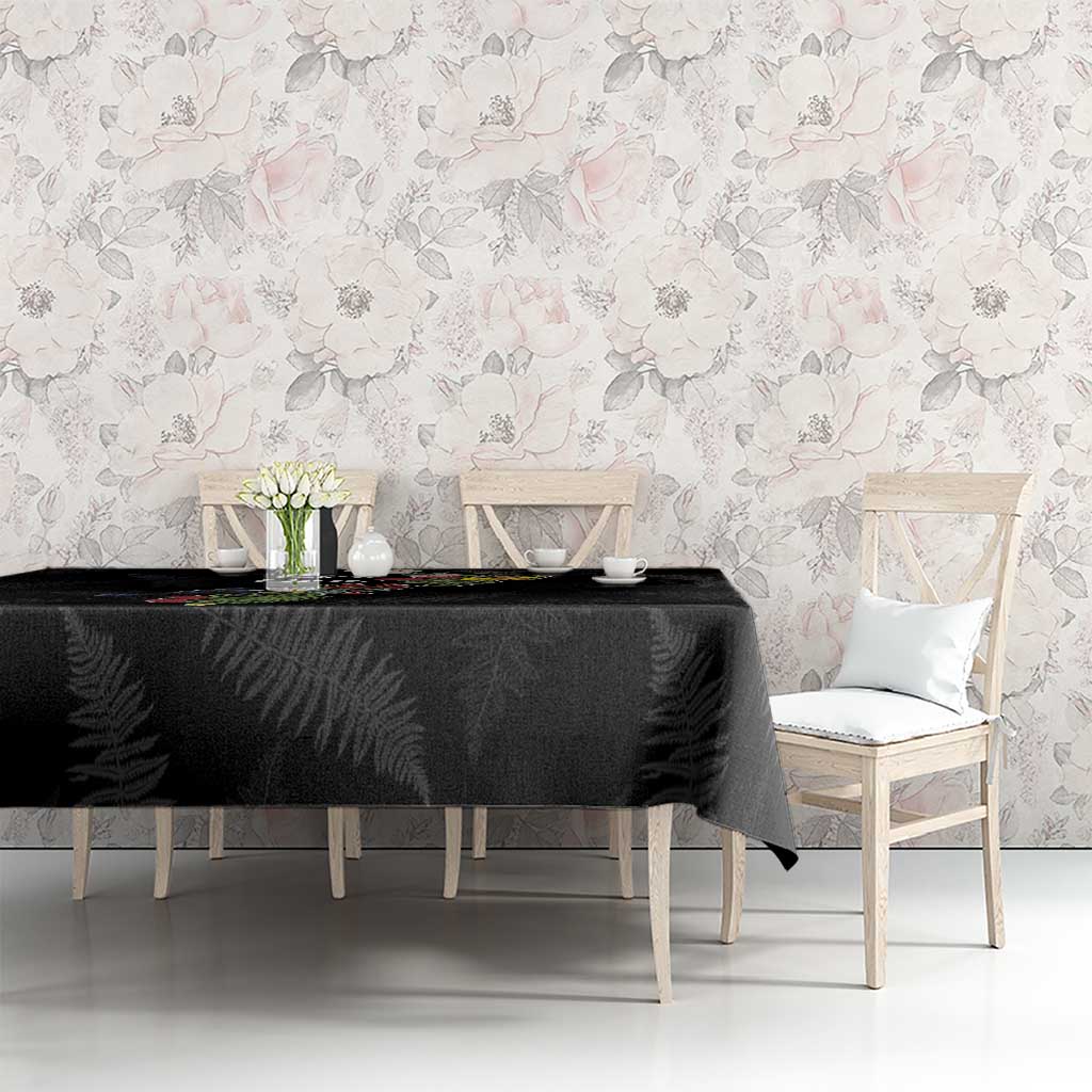 Kia Ora New Zealand Floral Tablecloth Black - Polynesian Pride