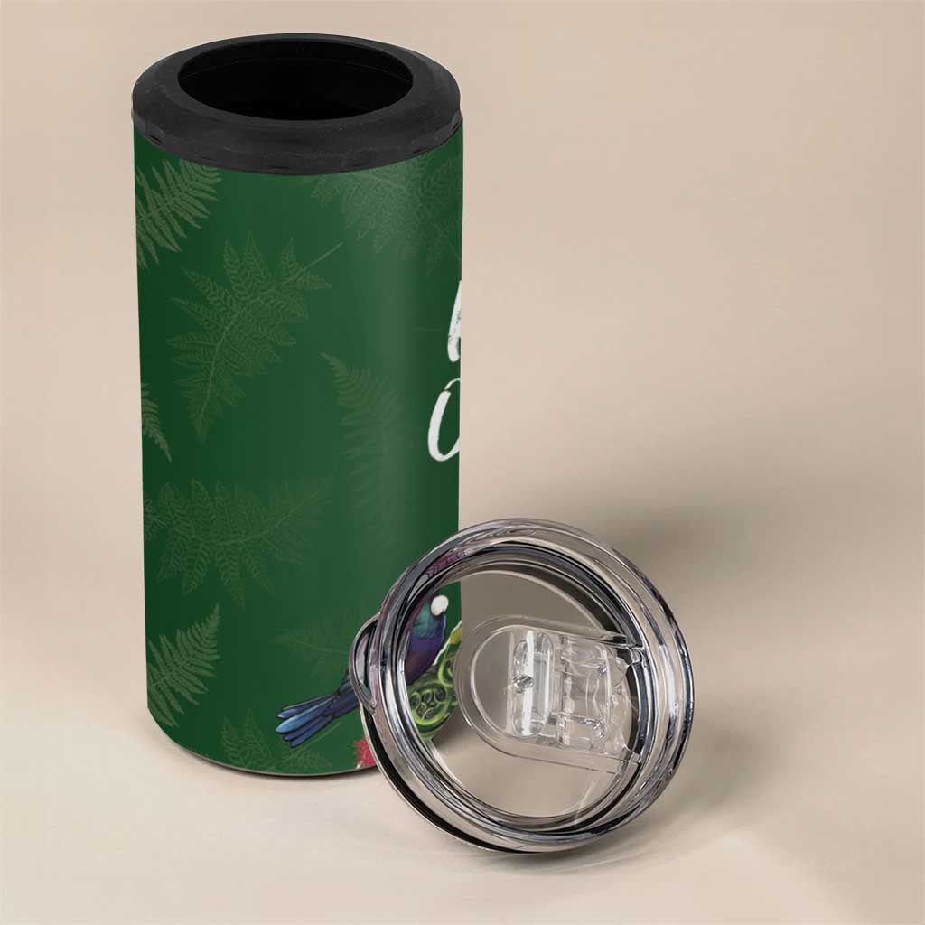 Kia Ora New Zealand Floral 4 in 1 Can Cooler Tumbler Sage Green LT7 - Polynesian Pride
