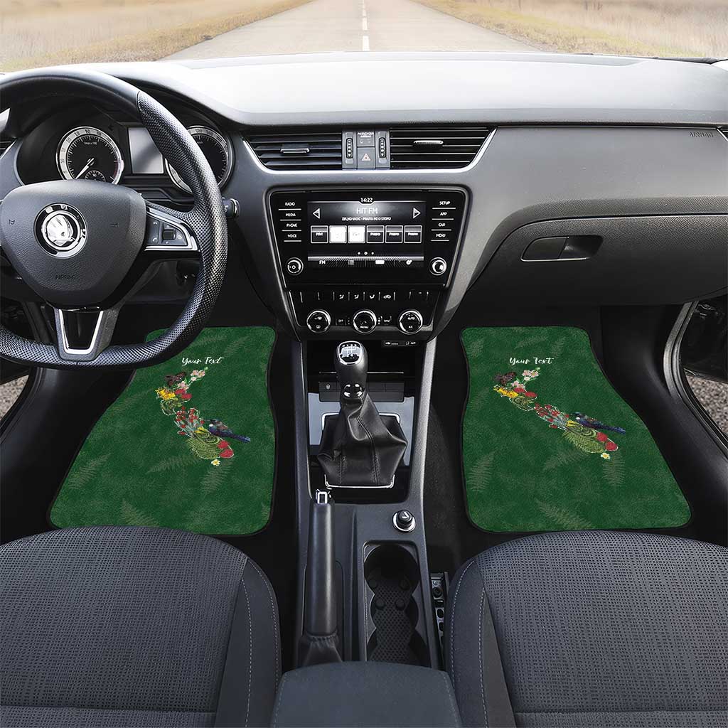 Kia Ora New Zealand Floral Personalized Car Mats Sage Green LT7 Set 2pcs - Front Sage Green - Polynesian Pride