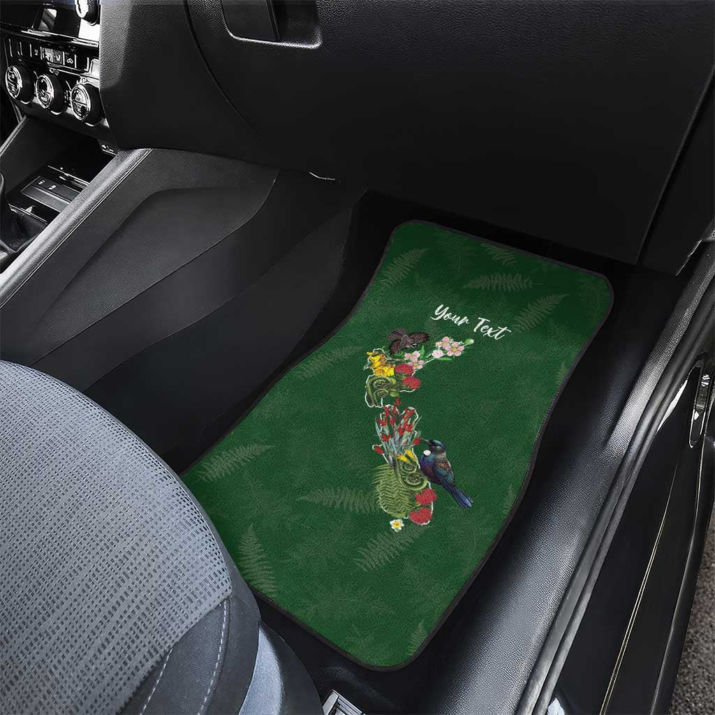 Kia Ora New Zealand Floral Personalized Car Mats Sage Green LT7 - Polynesian Pride