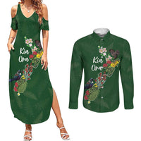 Kia Ora New Zealand Floral Personalized Couples Matching Summer Maxi Dress and Long Sleeve Button Shirt Sage Green LT7 Sage Green - Polynesian Pride