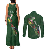 Kia Ora New Zealand Floral Personalized Couples Matching Tank Maxi Dress and Long Sleeve Button Shirt Sage Green LT7 - Polynesian Pride
