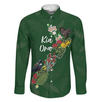 Kia Ora New Zealand Floral Personalized Family Matching Long Sleeve Bodycon Dress and Hawaiian Shirt Sage Green LT7 Dad's Shirt - Long Sleeve Sage Green - Polynesian Pride