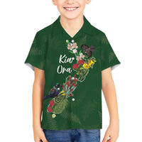 Kia Ora New Zealand Floral Personalized Family Matching Mermaid Dress and Hawaiian Shirt Sage Green LT7 Son's Shirt Sage Green - Polynesian Pride