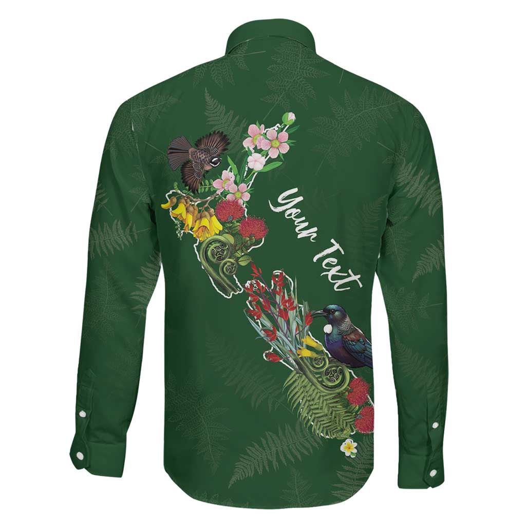 Kia Ora New Zealand Floral Personalized Family Matching Off Shoulder Maxi Dress and Hawaiian Shirt Sage Green LT7 - Polynesian Pride