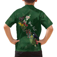 Kia Ora New Zealand Floral Personalized Family Matching Puletasi and Hawaiian Shirt Sage Green LT7 - Polynesian Pride